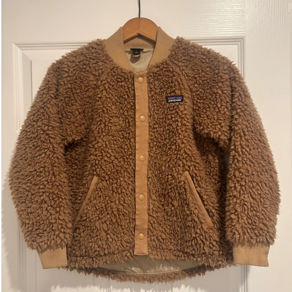 Patagonia Kids Grayling Brown Retro-X Bomber Fleece Jacket Size S 7-8 Granola